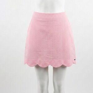 Vineyard Vines Pink Performance Scalloped Seersucker Mini Skirt Built In Shorts